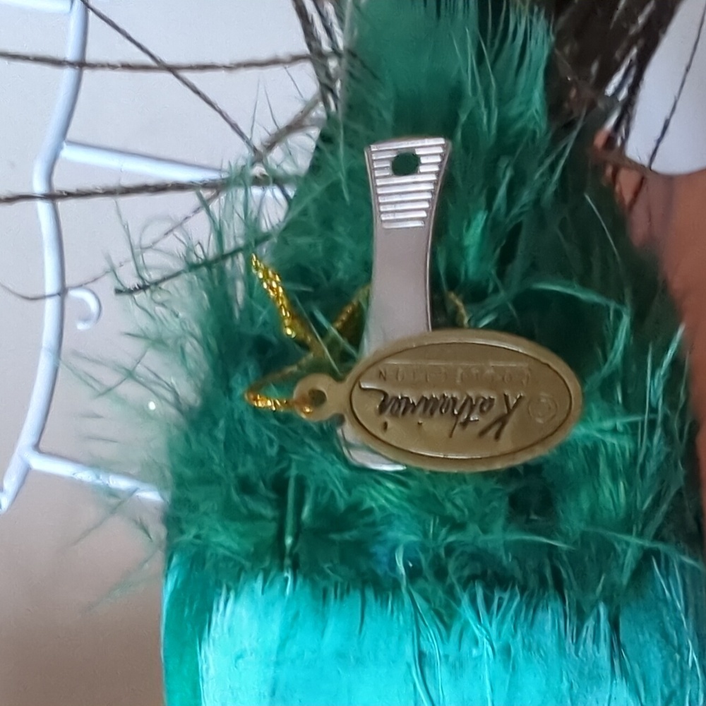 Peacock Christmas Tree Ornament Ombre Blue With Sparkled Feathers - Picture 2 of 5